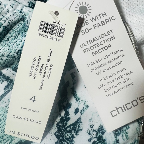 Chico's Zenergy Jacket Snake print blue. SZ 4 equivalent to 20/22 XXL Plus NWT - Picture 11 of 13